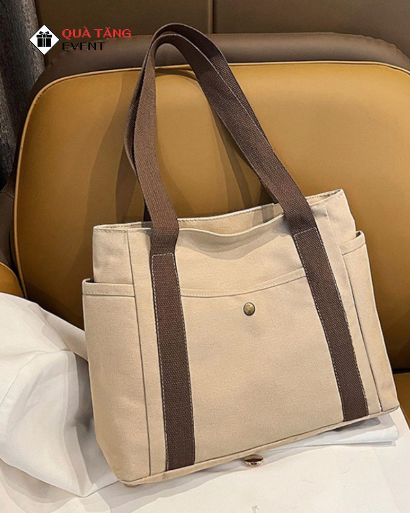 Túi canvas quà tặng doanh nghiệp, in logo theo yêu cầu - Mã TCV009 Cho nhận hàng may gia công túi Canvas - TCV009