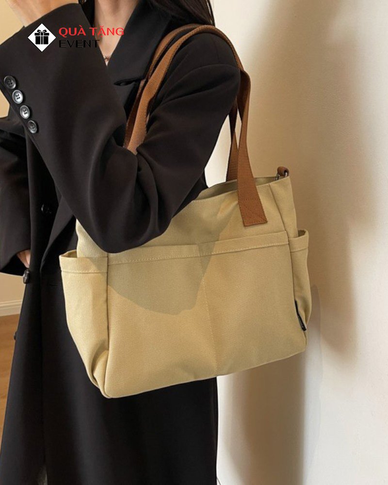 Túi canvas quà tặng doanh nghiệp, in logo theo yêu cầu - Mã TCV008 Chuyên may túi Canvas - TCV008