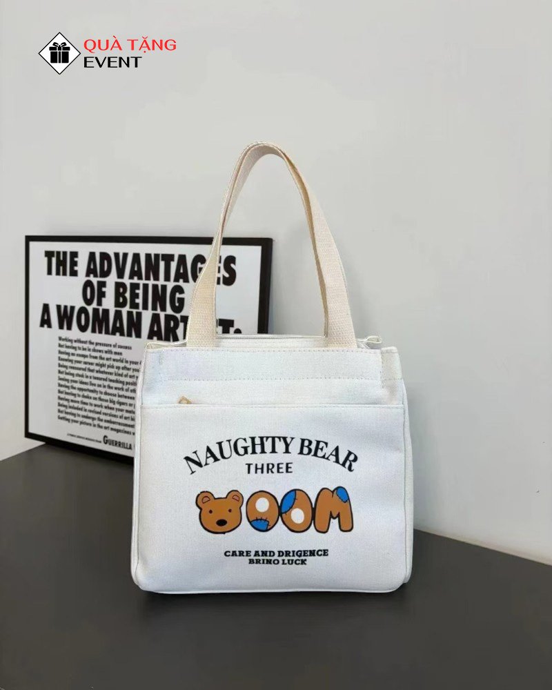 Túi canvas quà tặng doanh nghiệp, in logo theo yêu cầu - Mã TCV017 Chuyên may túi Canvas - TCV017