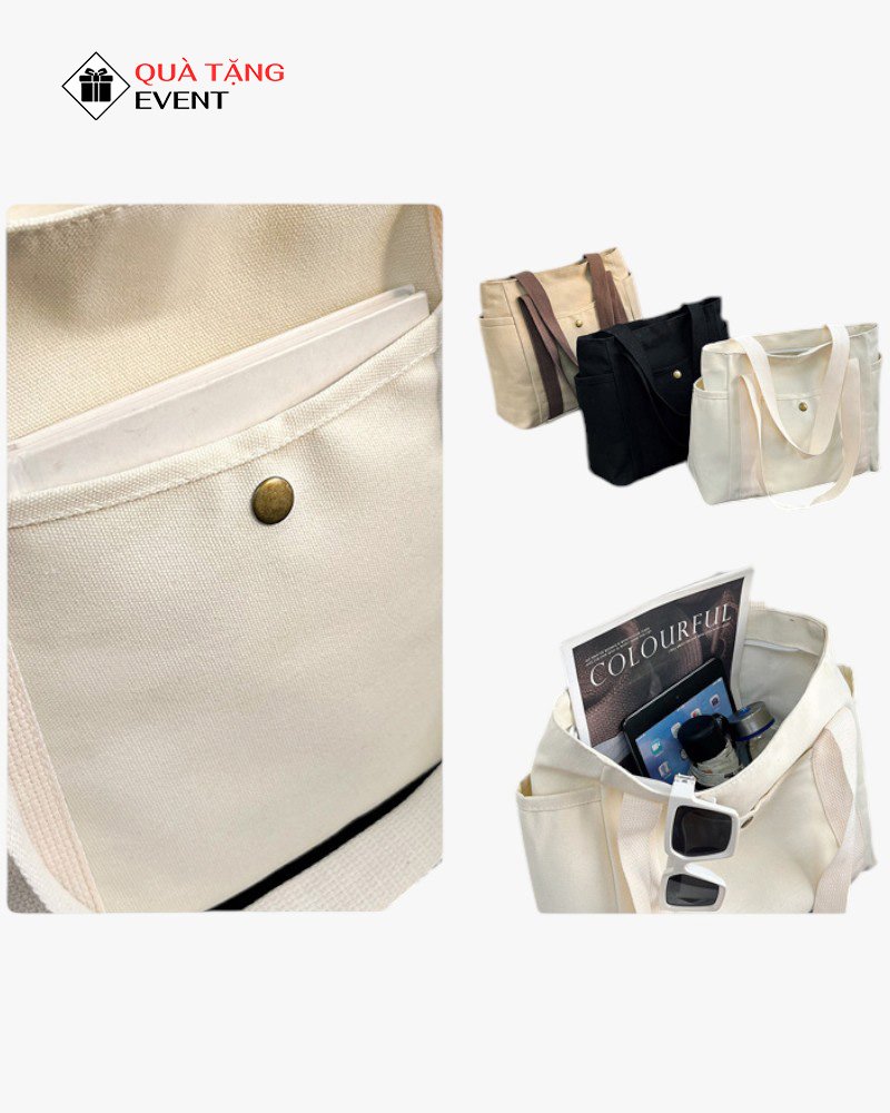 Túi canvas quà tặng doanh nghiệp, in logo theo yêu cầu - Mã TCV009 Cơ sở may túi Canvas - TCV009