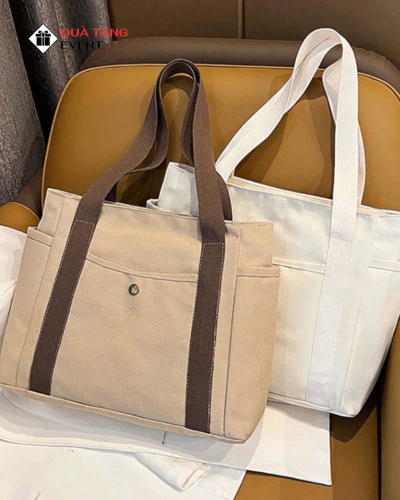 Túi canvas quà tặng doanh nghiệp, in logo theo yêu cầu - Mã TCV009 Cơ sở sản xuất túi Canvas quà tặng - TCV009
