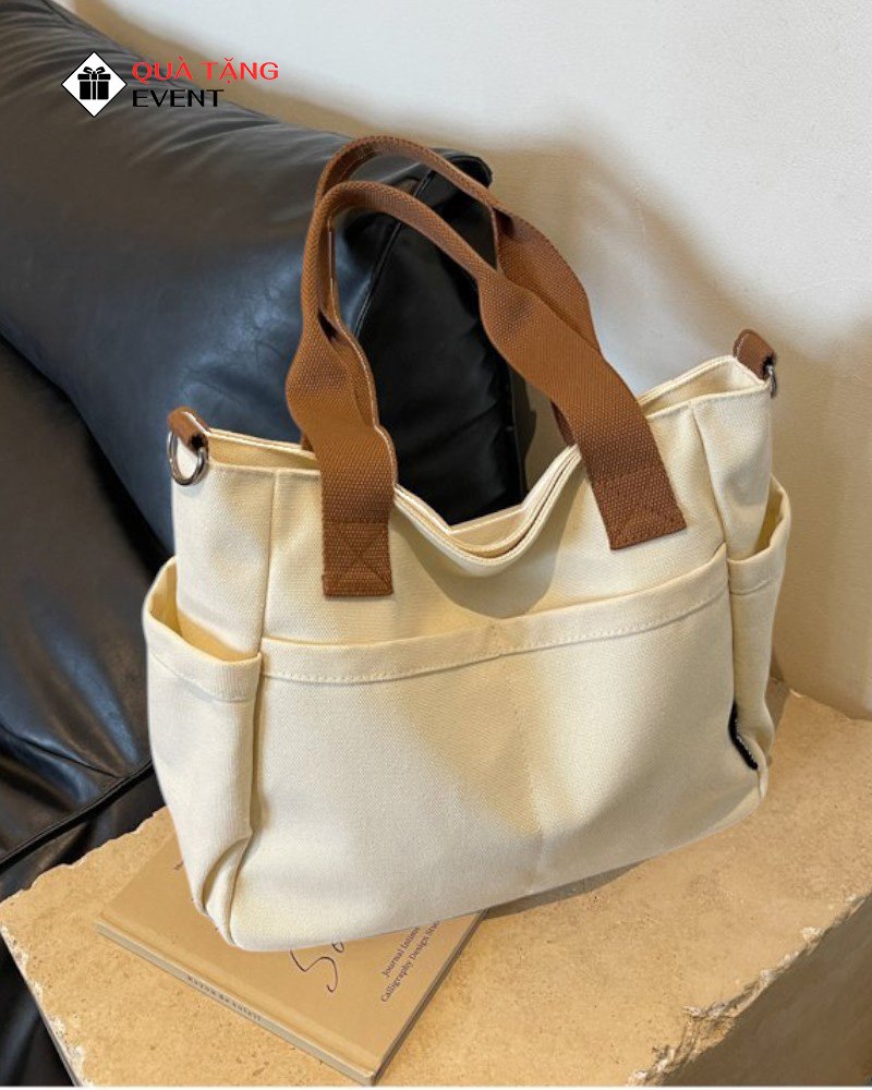 Túi canvas quà tặng doanh nghiệp, in logo theo yêu cầu - Mã TCV008 Cơ sở sản xuất túi Canvas thời trang - TCV008