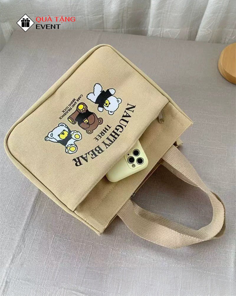 Túi canvas quà tặng doanh nghiệp, in logo theo yêu cầu - Mã TCV017 Công ty may túi Canvas HCM - TCV017