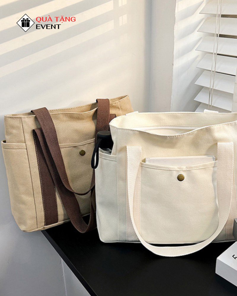 Túi canvas quà tặng doanh nghiệp, in logo theo yêu cầu - Mã TCV009 Công ty may túi canvas - TCV009