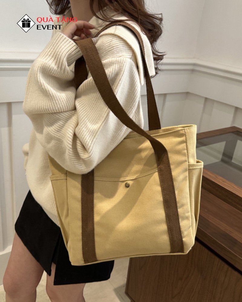 Túi canvas quà tặng doanh nghiệp, in logo theo yêu cầu - Mã TCV009 Kho sỉ túi Canvas tại Hà Nội - TCV009