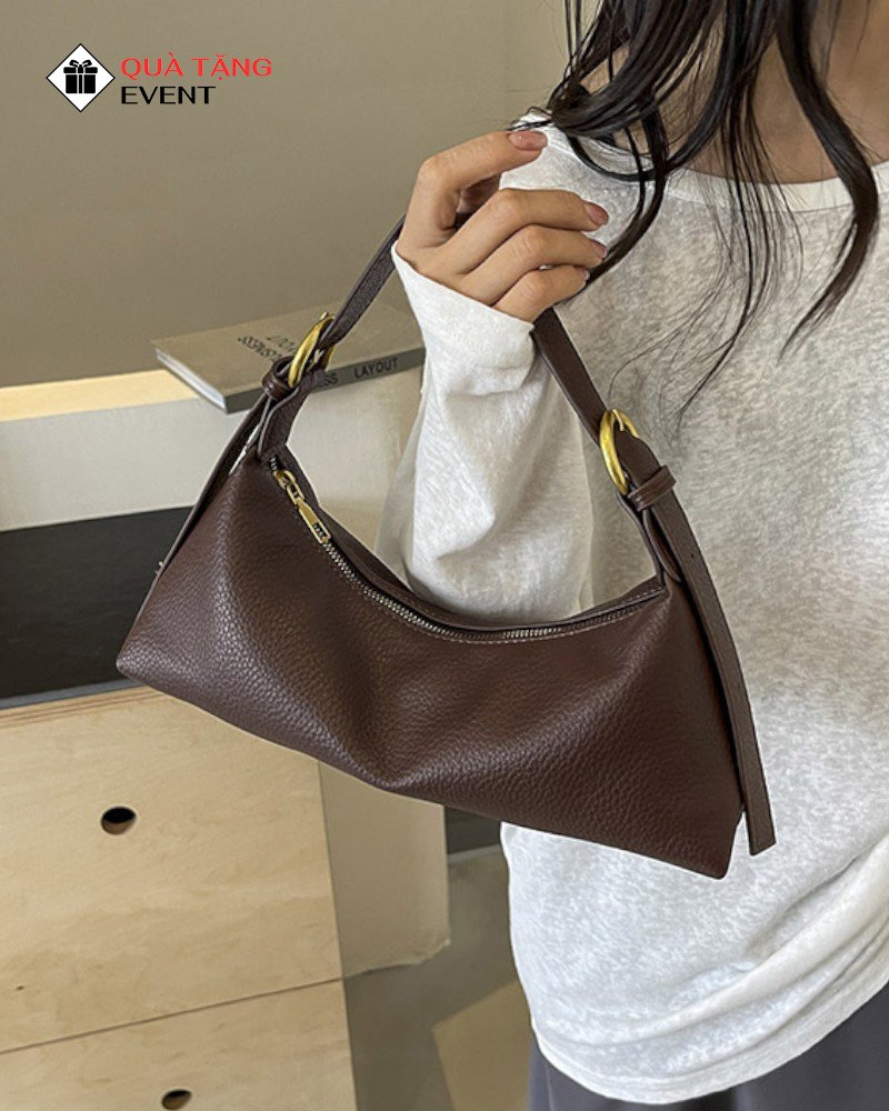 Túi xách nữ đeo vai quà tặng doanh nghiệp, in logo theo yêu cầu - Mã TXNDV004 May gia công quà tặng túi xách nữ - TXNDV004