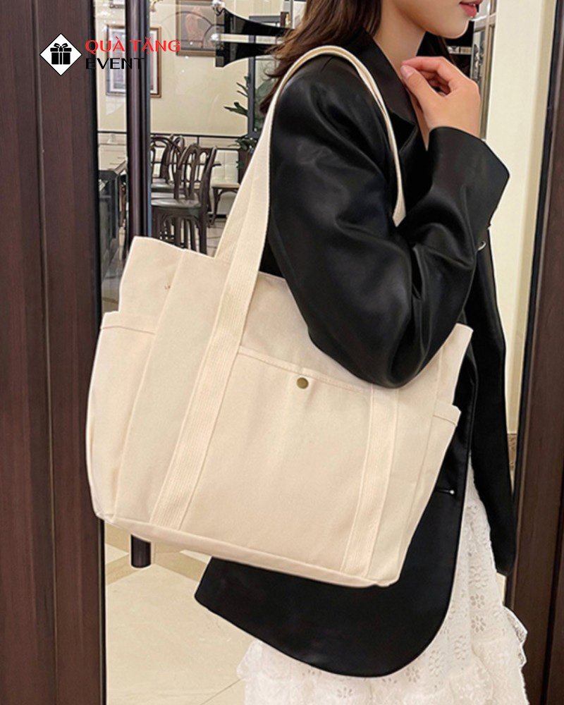 Túi canvas quà tặng doanh nghiệp, in logo theo yêu cầu - Mã TCV003 May túi Canvas gia công - TCV003