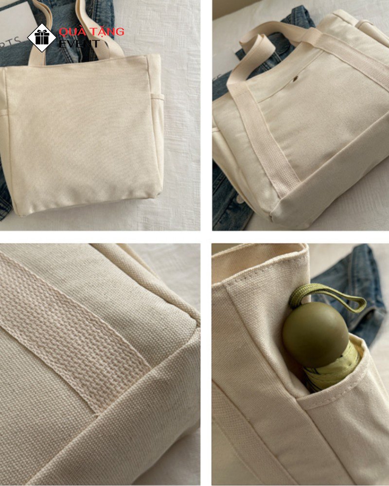 Túi canvas quà tặng doanh nghiệp, in logo theo yêu cầu - Mã TCV009 May túi Canvas gia công - TCV009