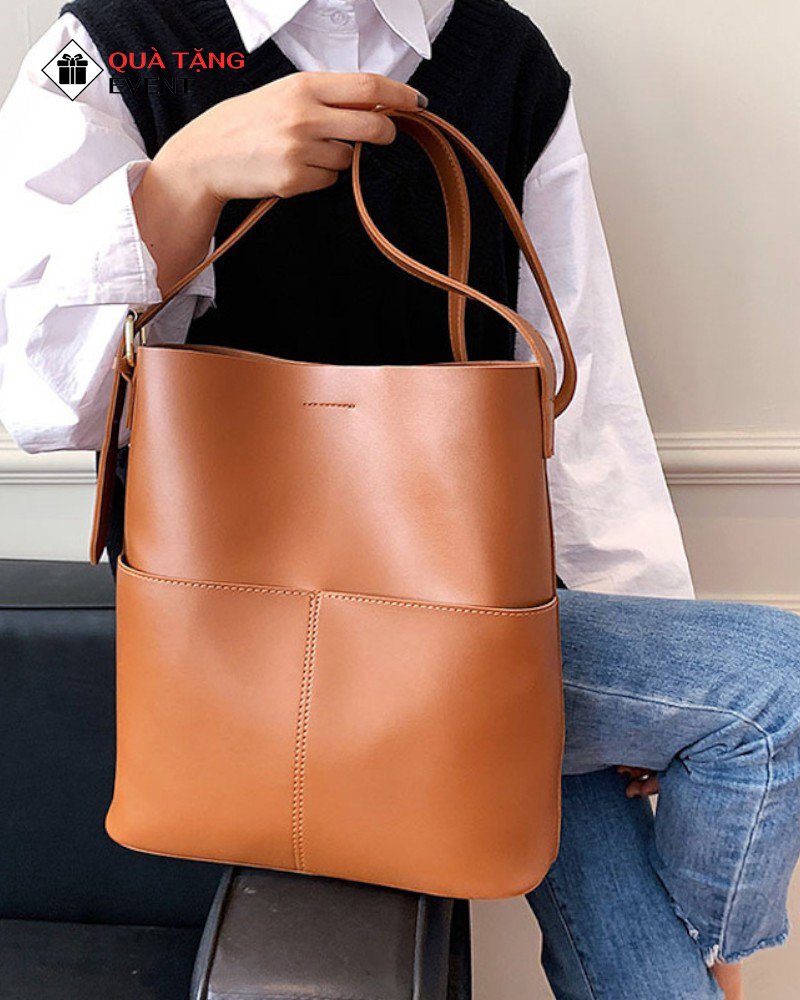 Túi xách nữ đeo vai quà tặng doanh nghiệp, in logo theo yêu cầu - Mã TXNDV012 May túi xách nữ quà tặng đẹp - TXNDV012