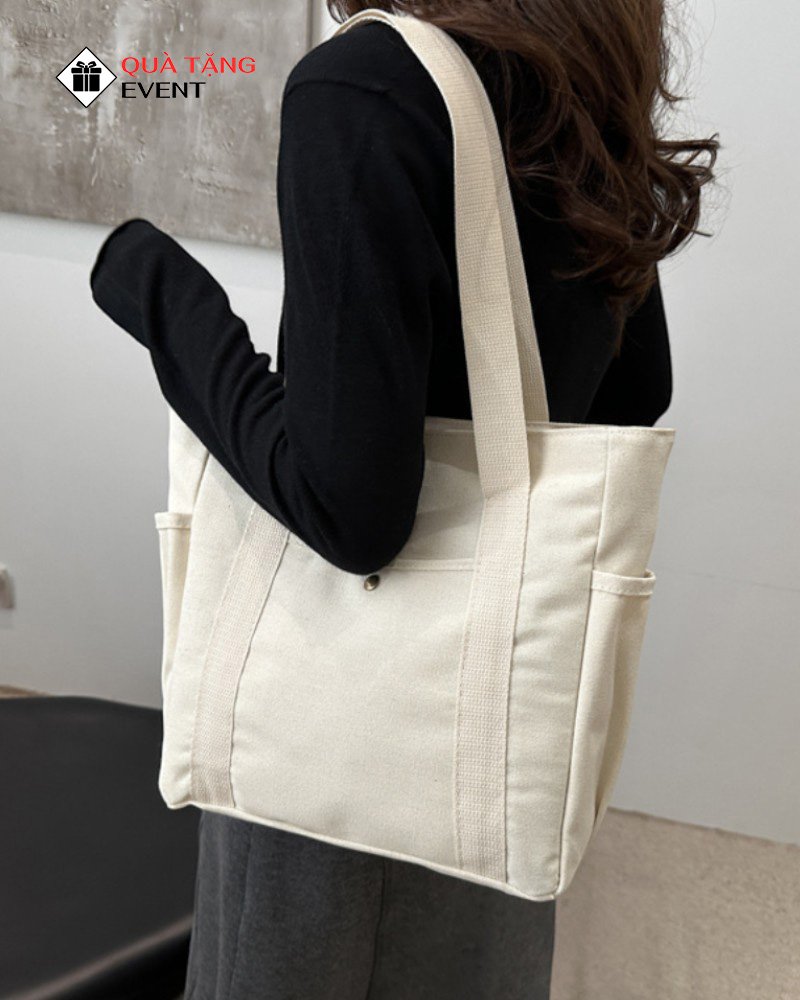 Túi canvas quà tặng doanh nghiệp, in logo theo yêu cầu - Mã TCV009 Nhận hàng may gia công túi Canvas - TCV009