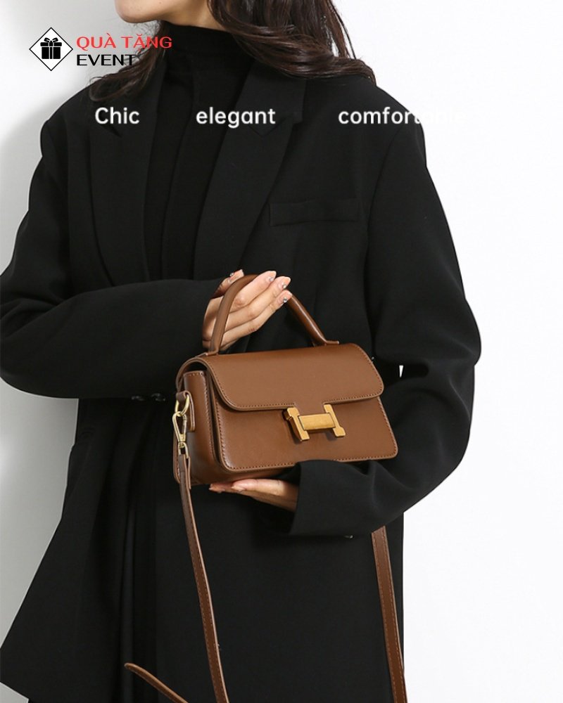 Túi xách nữ đeo chéo quà tặng doanh nghiệp, in logo theo yêu cầu - Mã TXNDC018 Nhận may gia công túi xách nữ - TXNDC018