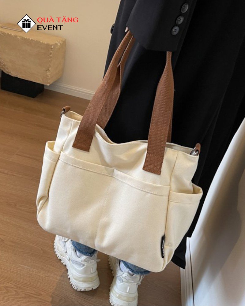 Túi canvas quà tặng doanh nghiệp, in logo theo yêu cầu - Mã TCV008 Quà tặng túi Canvas doanh nghiệp - TCV008