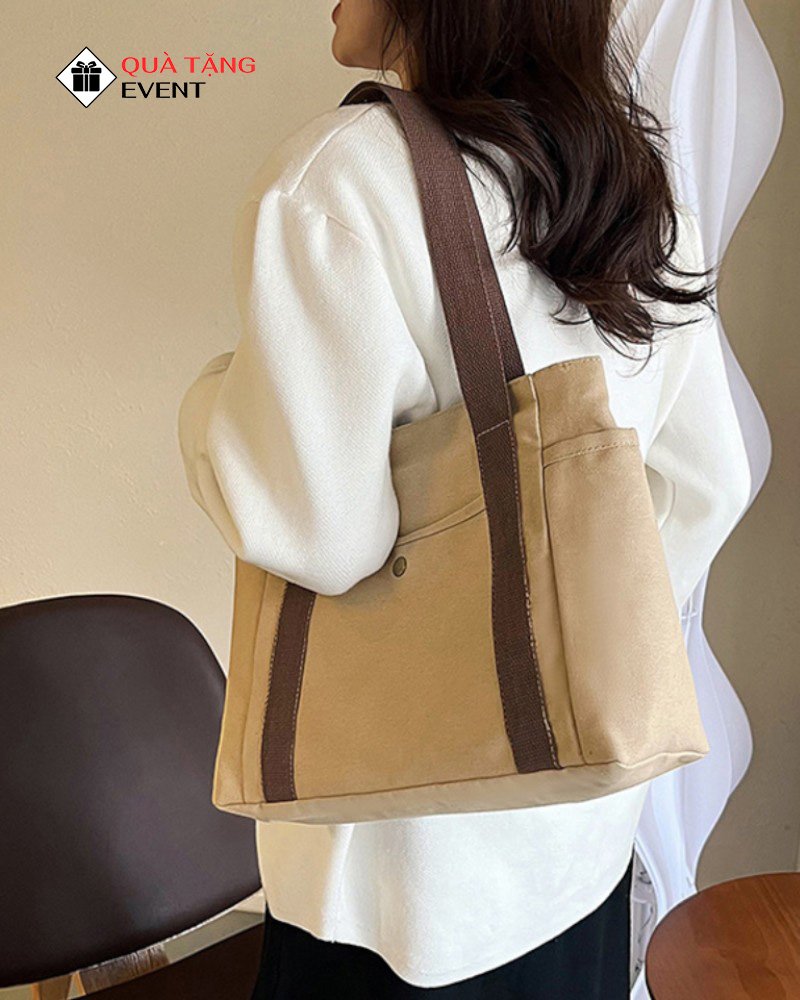 Túi canvas quà tặng doanh nghiệp, in logo theo yêu cầu - Mã TCV009 Sản xuất túi Canvas thời trang - TCV009