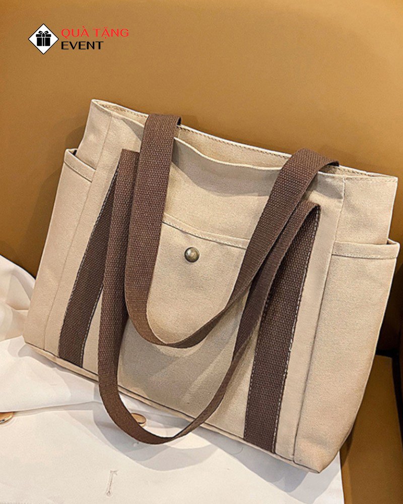 Túi canvas quà tặng doanh nghiệp, in logo theo yêu cầu - Mã TCV009 Túi Canvas in hình theo yêu cầu TPHCM - TCV009