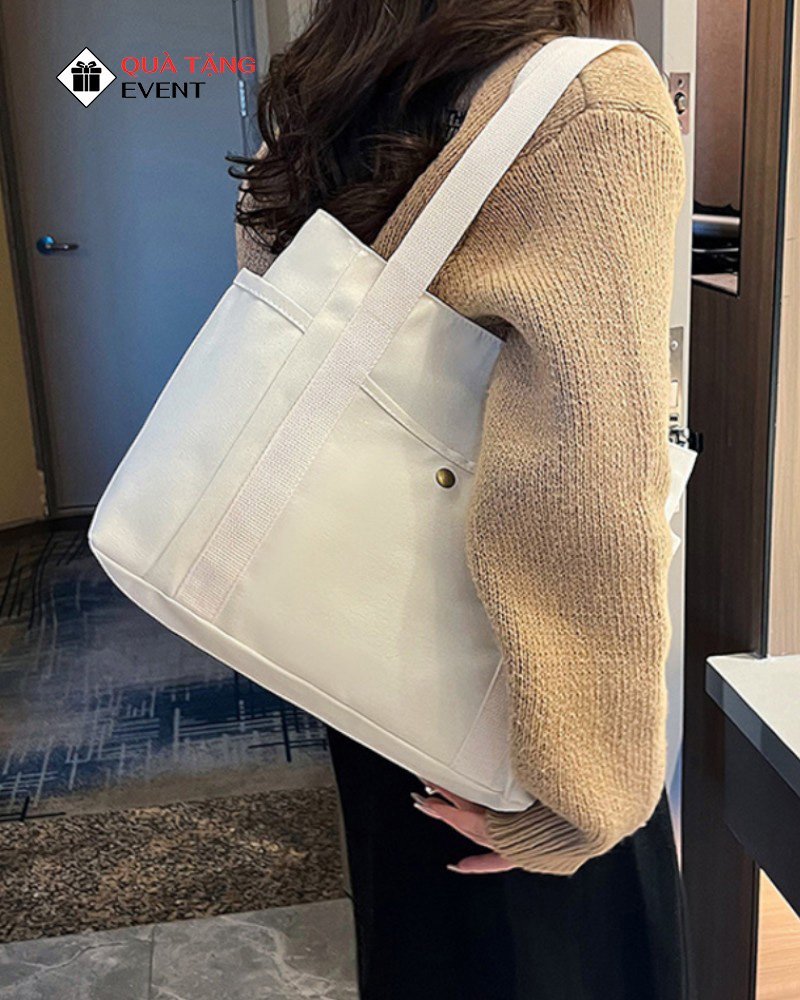 Túi canvas quà tặng doanh nghiệp, in logo theo yêu cầu - Mã TCV009 Túi Canvas logo - TCV009