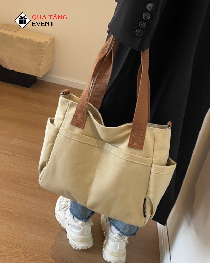 Túi canvas quà tặng doanh nghiệp, in logo theo yêu cầu - Mã TCV008 Túi Canvas nữ cũ giá rẻ - TCV008