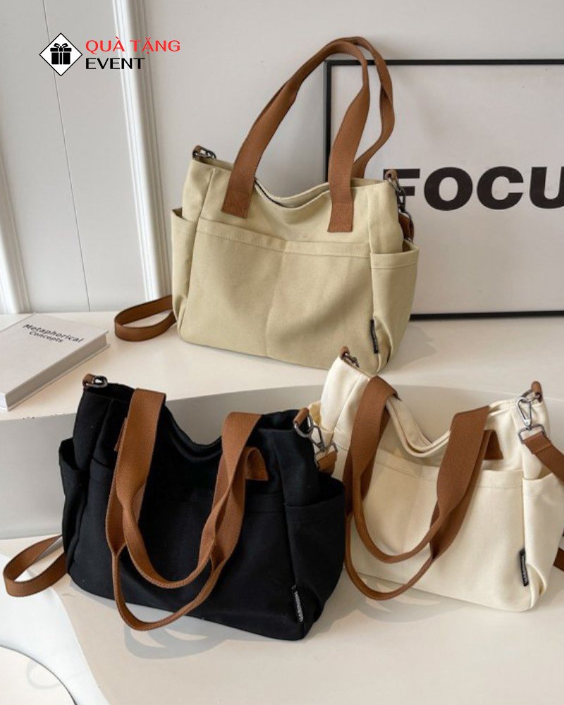Túi canvas quà tặng doanh nghiệp, in logo theo yêu cầu - Mã TCV008 Túi Canvas quà tặng event - TCV008