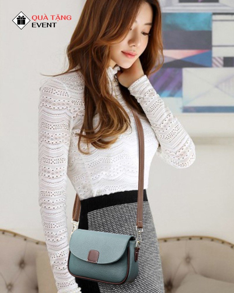 Túi xách nữ đeo chéo quà tặng doanh nghiệp, in logo theo yêu cầu - Mã TXNDC013 Túi xách nữ quà tặng in Logo - TXNDC013