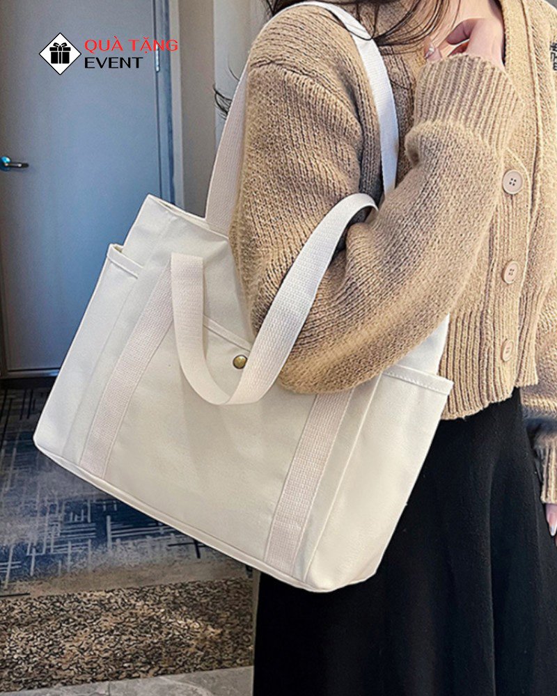 Túi canvas quà tặng doanh nghiệp, in logo theo yêu cầu - Mã TCV009 Xưởng may túi vải Canvas - TCV009