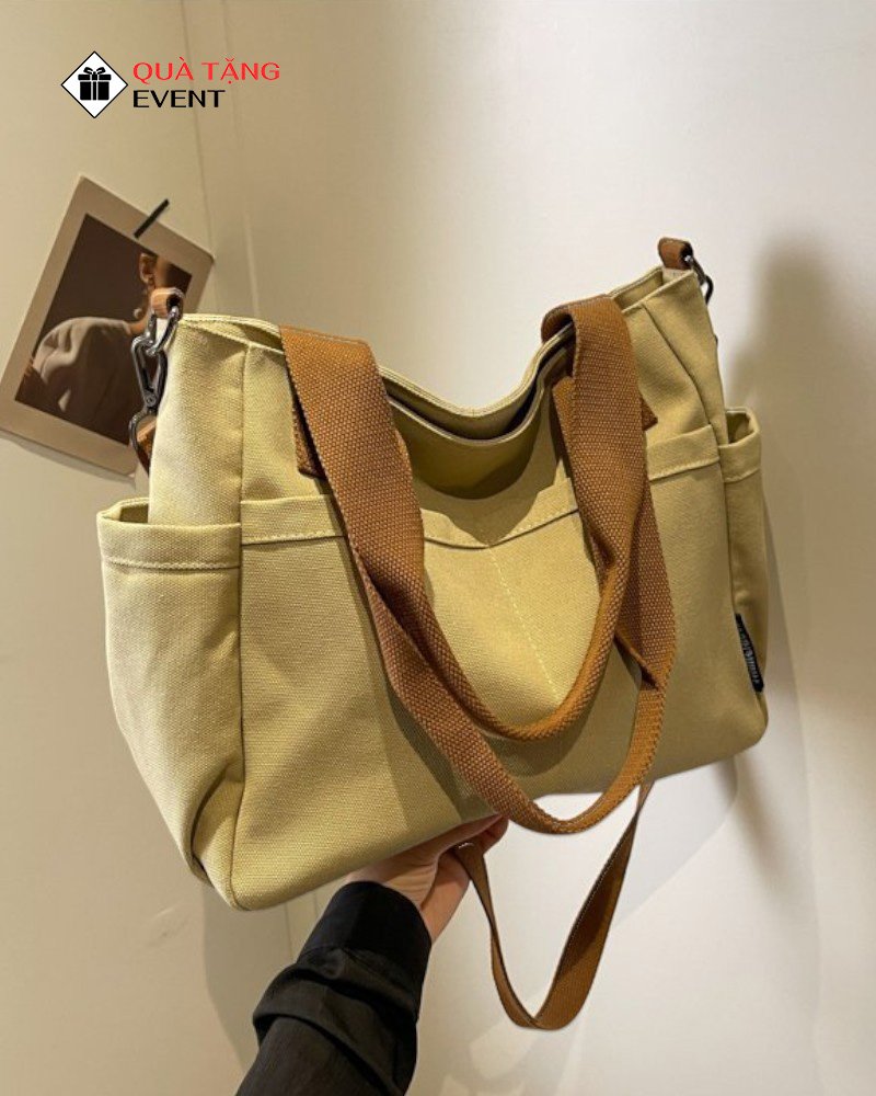 Túi canvas quà tặng doanh nghiệp, in logo theo yêu cầu - Mã TCV008 Xưởng may túi vải Canvas nữ ở TPHCM - TCV008