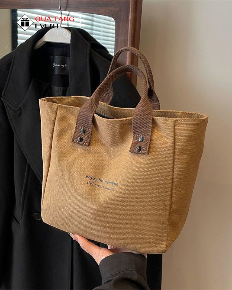 Túi canvas quà tặng doanh nghiệp, in logo theo yêu cầu - Mã TCV012 Xưởng may túi vải Canvas ở Hà Nội - TCV012