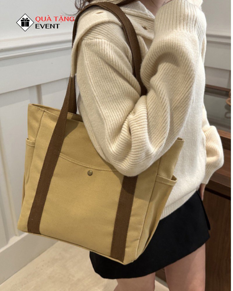 Túi canvas quà tặng doanh nghiệp, in logo theo yêu cầu - Mã TCV009 Xưởng may túi vải Canvas vải - TCV009