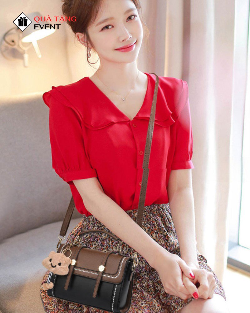 Túi xách nữ đeo chéo quà tặng doanh nghiệp, in logo theo yêu cầu - Mã TXNDC032 Xưởng may túi xách nữ trung tâm quà tặng - TXNDC032