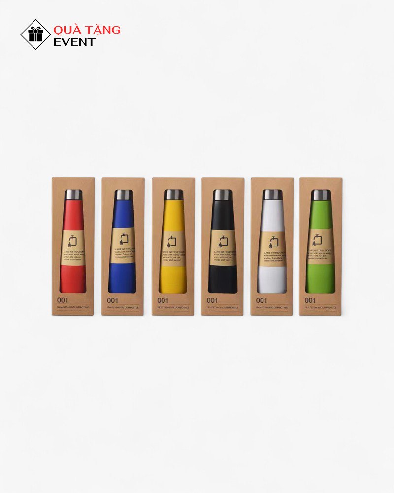 Bình giữ nhiệt văn phòng quà tặng doanh nghiệp, in logo theo yêu cầu - Mã BGNVP060 Đặt sản xuất Túi theo yêu cầu - BGNVP060