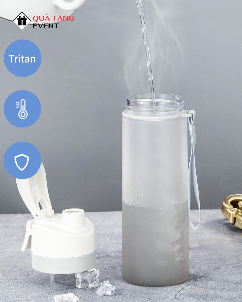 Bình nhựa quà tặng doanh nghiệp, in logo theo yêu cầu - Mã BN008 Xưởng bình nước nhựa sỉ - BN008