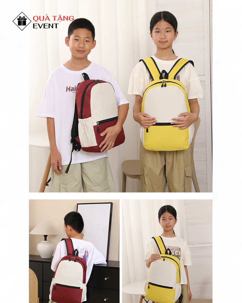 Balo học sinh quà tặng, in logo theo yêu cầu – Mã BLHS008 Cơ sở may balo học sinh - BLHS008