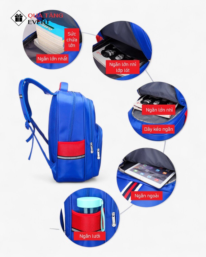 Balo học sinh quà tặng, in logo theo yêu cầu – Mã BLHS003 Đặt may balo học sinh - BLHS003