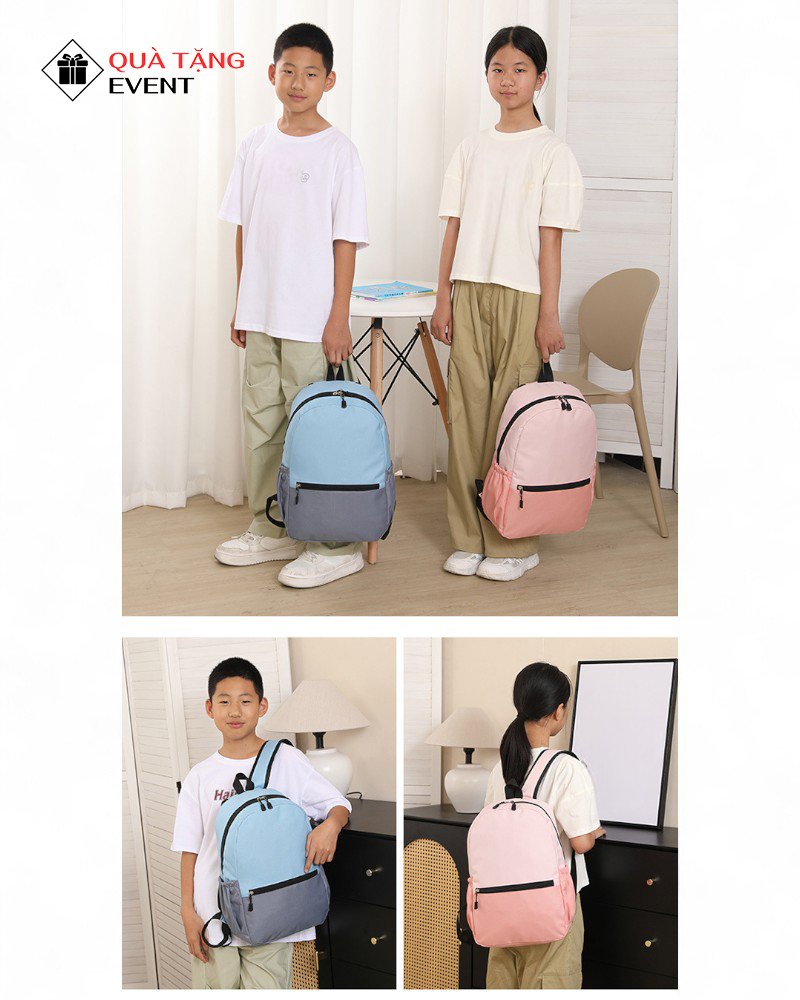 Balo học sinh quà tặng, in logo theo yêu cầu – Mã BLHS008 May balo học sinh TPHCM - BLHS008