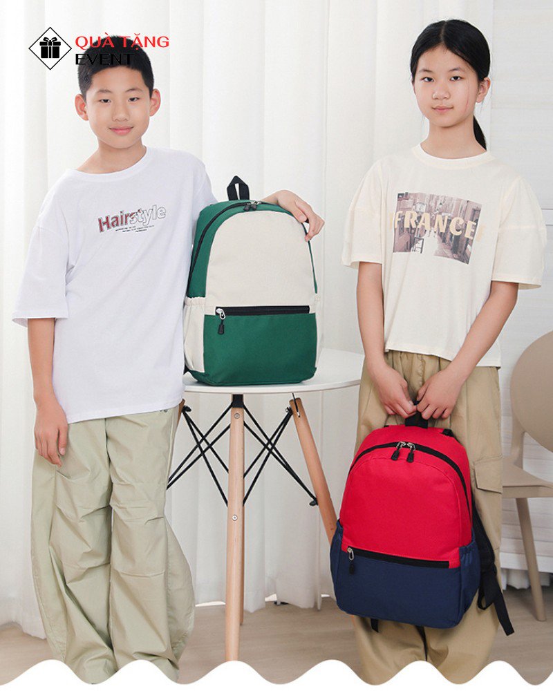Balo học sinh quà tặng, in logo theo yêu cầu – Mã BLHS008 May balo học sinh theo yêu cầu Hà Nội - BLHS008