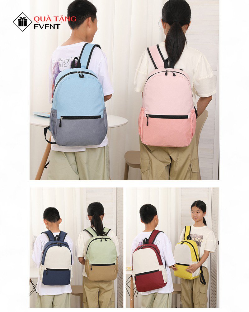Balo học sinh quà tặng, in logo theo yêu cầu – Mã BLHS008 Nhận may gia công ba lô - BLHS008